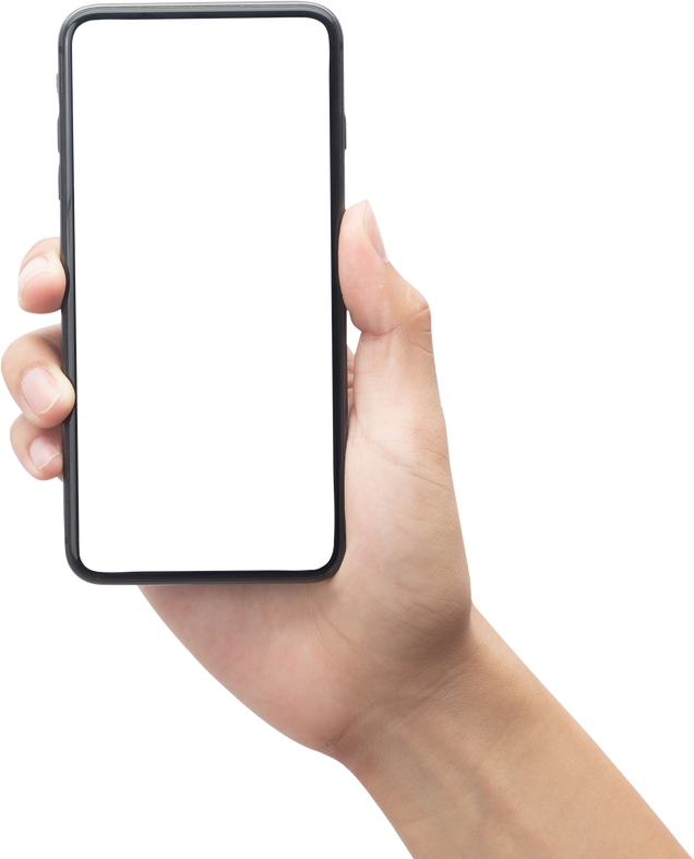 Hand Holding Smartphone with Mockup Screen Cutout